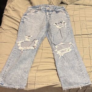 American Eagle Outfitters Light Blue Distressed Flare Jeans